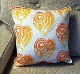 12" pillow with Heart filled with Taino Spiral, Puerto Rico or Cuban Flag, and coqui frog