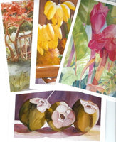 4 Note Cards of Tropical Plants