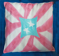 14" square Pillow witha designign based on the Puerto RIco flag, in red, white and blue