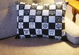 Large Black and White Taino Grid Pillow