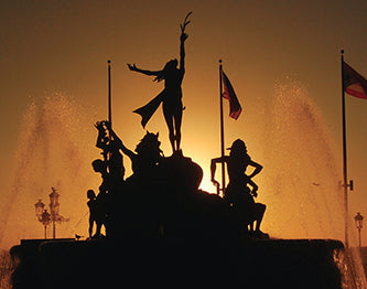 Raices Fountain at Sunset (Photograph)