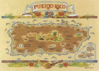 Lighthouses Map of Puerto Rico Poster