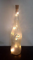 Etched Wine Bottle Lamp with Coqui Design