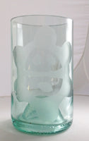 Handmade 12 oz Glass with  the Jayuya Sun (Recycled Wine Bottle)