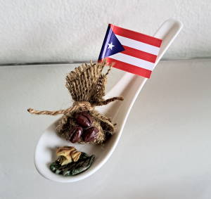 Coffee Spoon Decoration with Coquí and Flag