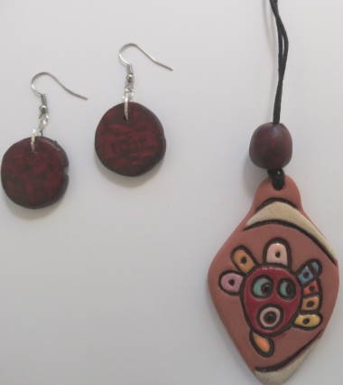 Set of Taino Mask Necklace and Earrings