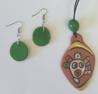 Set of Taino Mask Necklace and Earrings